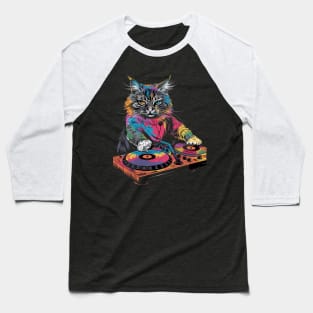 Cat DJ Transition Baseball T-Shirt